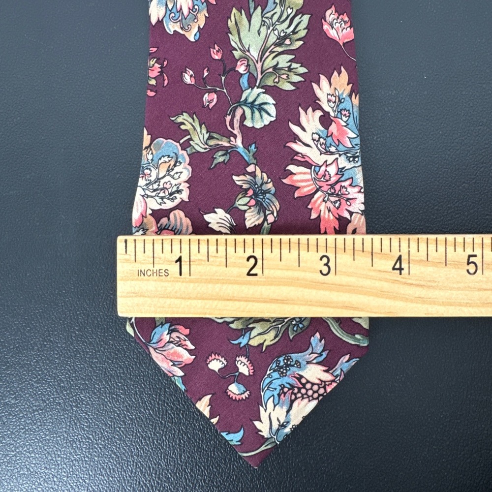 Polo Ralph Lauren Mens Silk Tie Burgundy Floral Paisley Hand Made USA 3.75 Wide - Picture 5 of 6